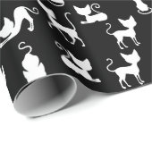 白黒の猫シルエット ラッピングペーパー (ロールコーナー)