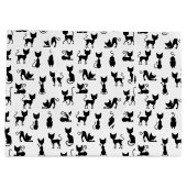 白黒の猫シルエット ラージペーパーバッグ (裏面)