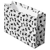白黒の猫シルエット ラージペーパーバッグ (正面アングル)
