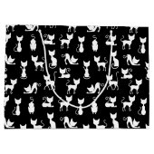 白黒の猫シルエット ラージペーパーバッグ (裏面)