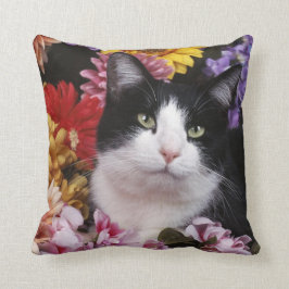白黒の猫 クッション