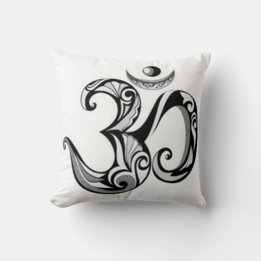 白黒の王冠のチャクラパターンプリント クッション (正面)