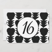 白黒の甘い16ハート誕生日パーティー 招待状 (裏面)