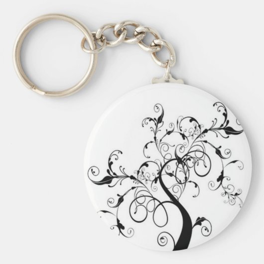 白黒の生命の木 キーホルダー (正面)
