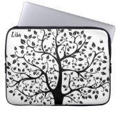 白黒の生命電子の木のバッグ ラップトップスリーブ (正面)