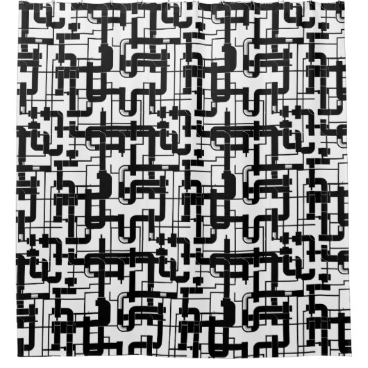 白黒の産業用デザインシャワーカーテン シャワーカーテン (正面)