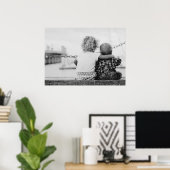 白黒の男の子と女の子の写真… ポスター (ホームオフィス)