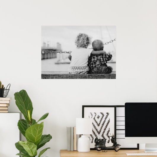 白黒の男の子と女の子の写真… ポスター (ホームオフィス)