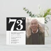 白黒の男性 73歳の誕生日 招待状 (スタンド正面)