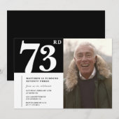 白黒の男性 73歳の誕生日 招待状 (正面/裏面)