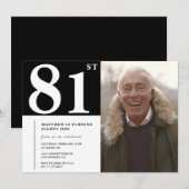 白黒の男性 81歳の誕生日 招待状 (正面/裏面)