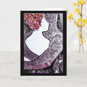 白黒の異人種間カップルの抱き合うアートワーク カード (黄色い花)