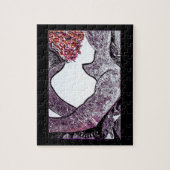 白黒の異人種間カップルの抱き合うアートワーク ジグソーパズル (縦)