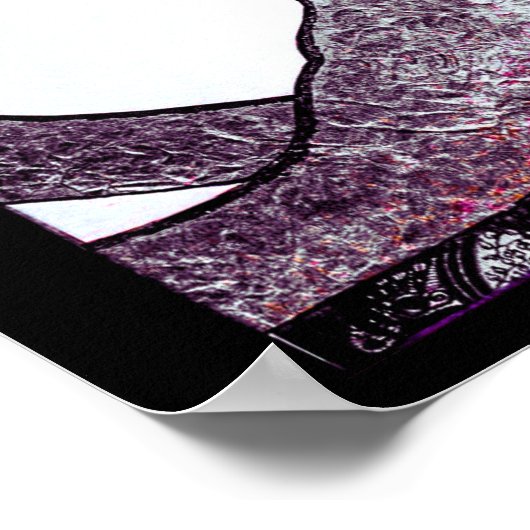 白黒の異人種間カップルの抱き合うアートワーク ポスター (角)