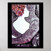 白黒の異人種間カップルの抱き合うアートワーク ポスター (正面)