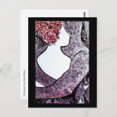 白黒の異人種間カップルの抱き合うアートワーク ポストカード (正面/裏面)