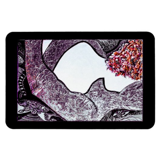 白黒の異人種間カップルの抱き合うアートワーク マグネット (横)