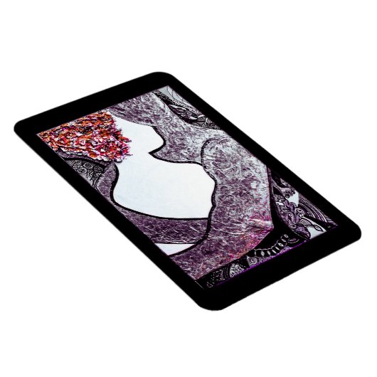 白黒の異人種間カップルの抱き合うアートワーク マグネット (右側)