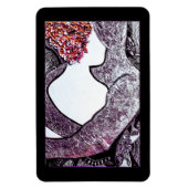 白黒の異人種間カップルの抱き合うアートワーク マグネット (縦)