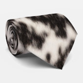 白黒の白いフェイク獣毛 ネクタイ (ロール)