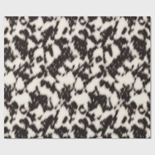 白黒の白いフェイク獣毛 ラッピングペーパー (フラット)