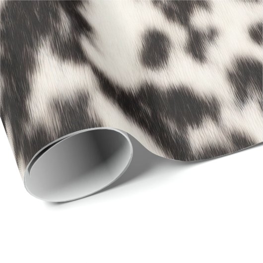 白黒の白いフェイク獣毛 ラッピングペーパー (ロールコーナー)