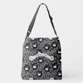 白黒の白鳥のパターン クロスボディバッグ (裏面)