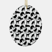 白黒の白黒の犬の形のパターン セラミックオーナメント (右)