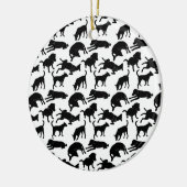 白黒の白黒の犬の形のパターン セラミックオーナメント (左)