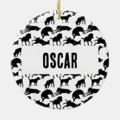 白黒の白黒の犬の形のパターン セラミックオーナメント (裏面)