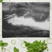 白黒の目のアートワーク キッチンタオル (折り畳み)