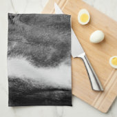 白黒の目のアートワーク キッチンタオル (四つ折り)