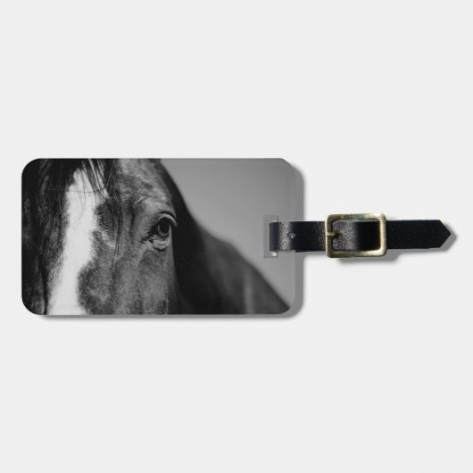 白黒の目のアートワーク ラゲッジタグ (正面横)