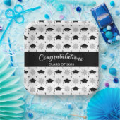 白黒の目盛りキャップパターン ペーパープレート (パーティー)