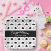 白黒の目盛りキャップパターン ペーパープレート (パーティー)