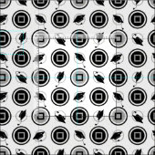 白黒の目盛りキャップ模様 ファブリック (タイル)