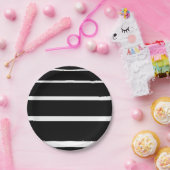 白黒の目盛り付きストライプ ペーパープレート (パーティー)