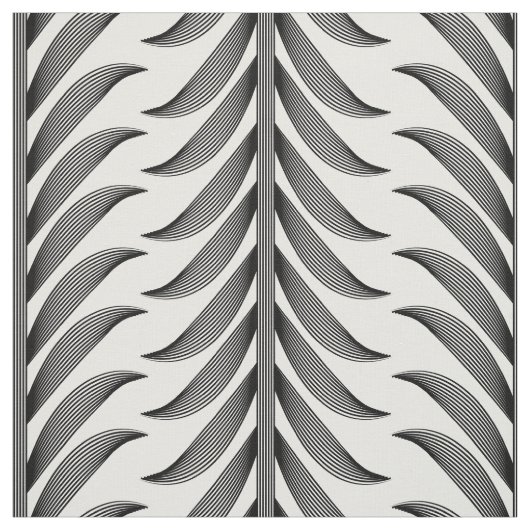 白黒の直線オリーブの枝 ファブリック (見本)