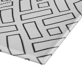 白黒の直線状ブロックパターン – 白 カッティングボード (角)