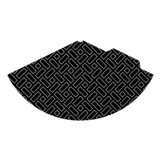白黒の直線状ブロックパターン – 黒 パーティーハット (正面)