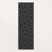 白黒の直線状ブロックパターン – 黒 ヨガマット (裏面)