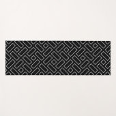 白黒の直線状ブロックパターン – 黒 ヨガマット (正面(横))