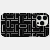 白黒の直線状ブロックパターン – 黒 Case-Mate iPhoneケース (裏面 (横))