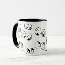 白黒の眼球おもしろいを見てる マグカップ
