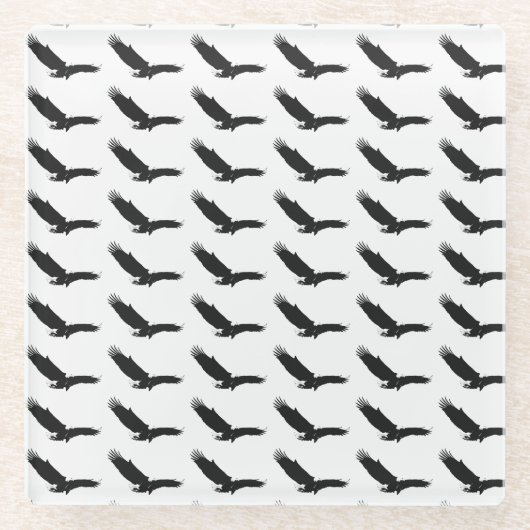 白黒の着陸用イーグル ガラスコースター (正面)