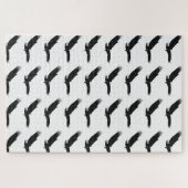 白黒の着陸用イーグル ジグソーパズル (横)