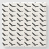 白黒の着陸用イーグル ストーンコースター (正面)