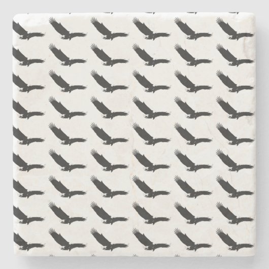 白黒の着陸用イーグル ストーンコースター (正面)