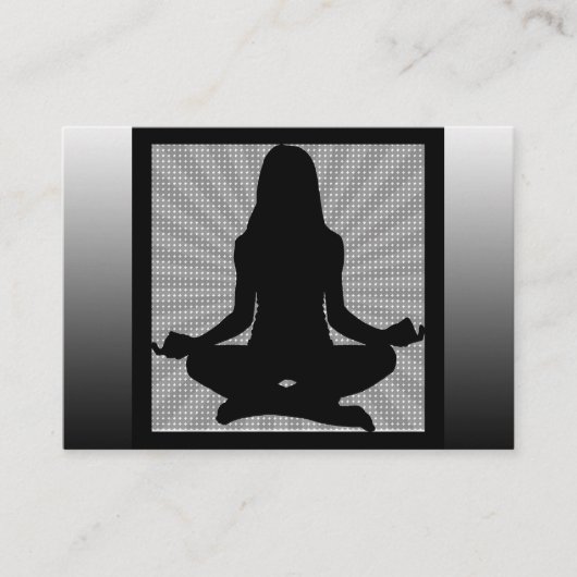 白黒の瞑想ヨガビジネスカード 名刺 (正面)