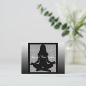 白黒の瞑想ヨガビジネスカード 名刺 (スタンド正面)